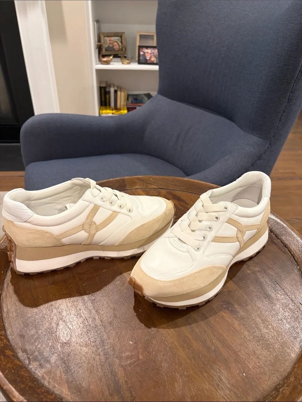 Veronica Beard White and Beige Women's Sneakers